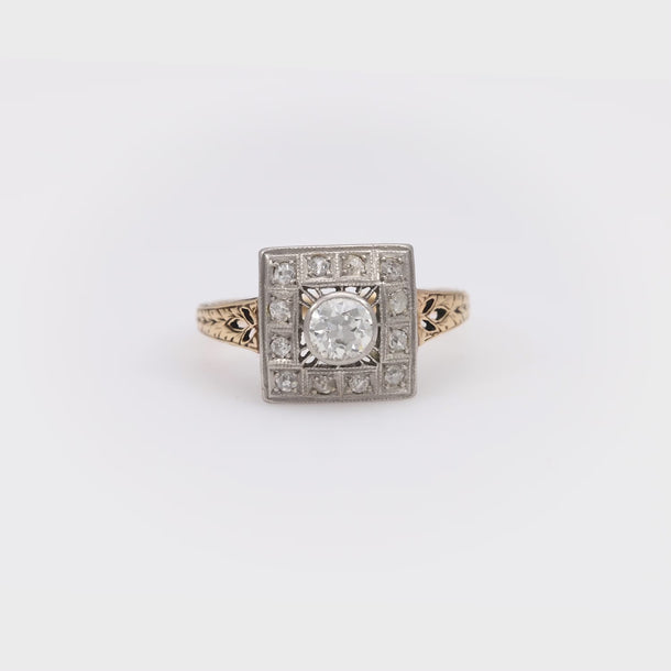Victorian old cut diamond 14k yellow gold ring Jack Weir & Sons