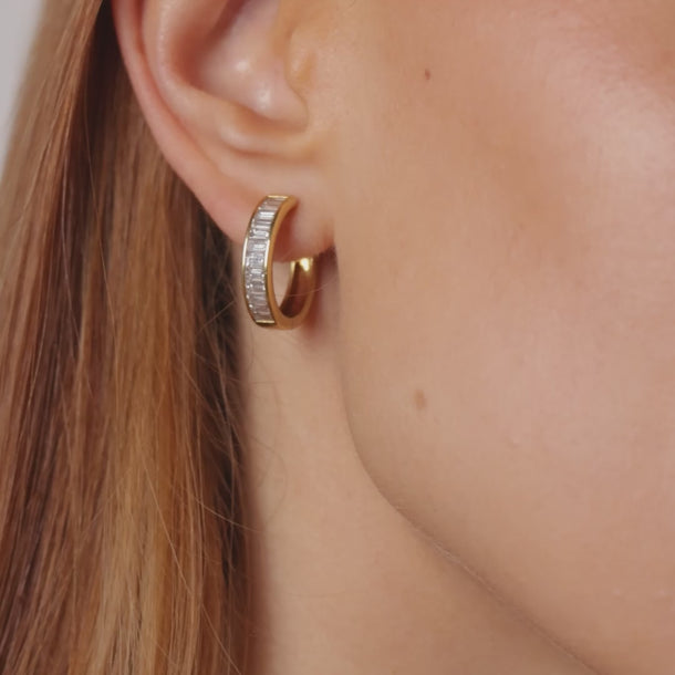 Vintage 1.90 carat diamond 18k yellow gold hoop earrings Earrings Jack Weir & Sons