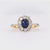 Edwardian Style Sapphire Diamond 18K Yellow Gold Cluster Ring