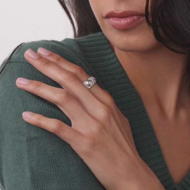 Lugano 1.50 carat diamond platinum wide band Rings Lugano