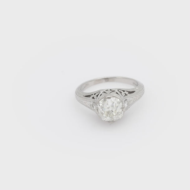 Art Deco GIA 1.65 carat diamond platinum engagement ring Jack Weir & Sons
