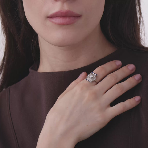 Art Deco diamond sapphire platinum ring Rings Jack Weir & Sons