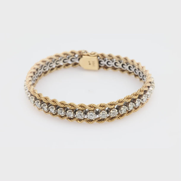 Vintage 2.85 carat total weight diamond 14k yellow gold bracelet Jack Weir & Sons