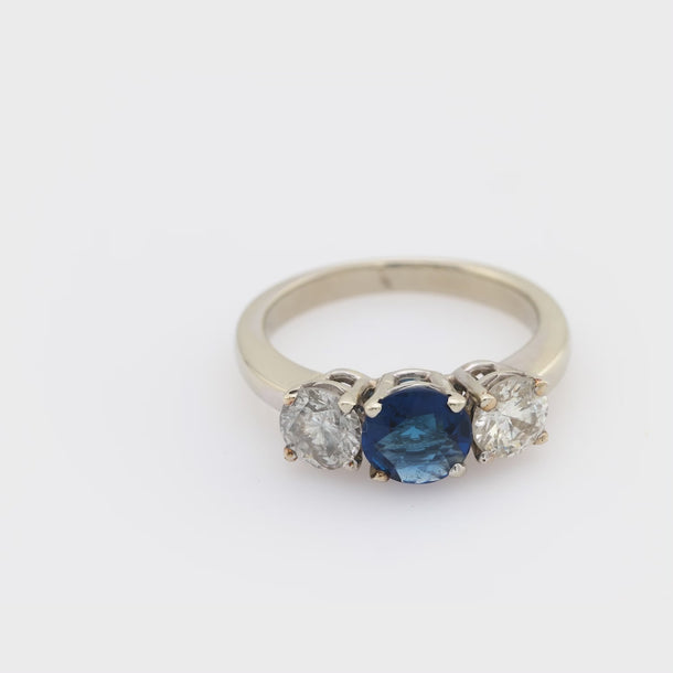 Vintage sapphire diamond 14k white gold three stone ring Ring Jack Weir & Sons