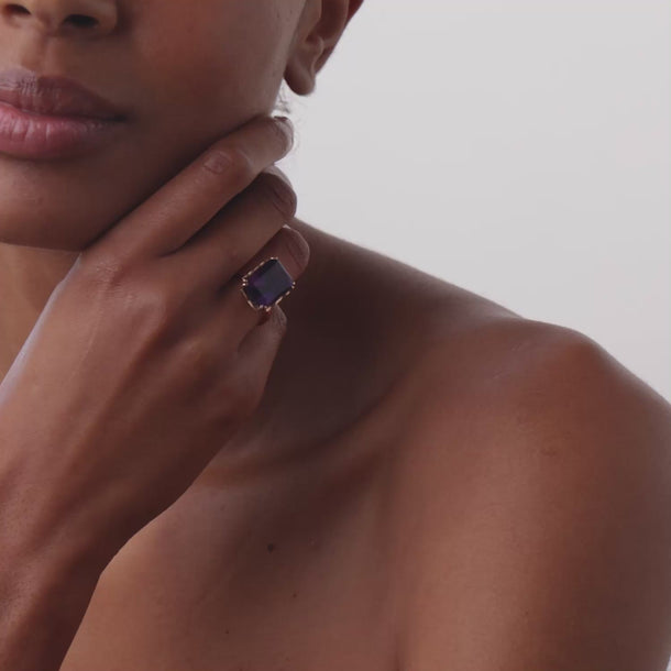 Victorian 8.00 carat amethyst 9k rose gold cocktail ring