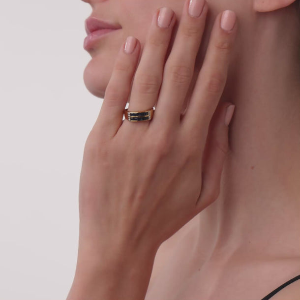 Vintage sapphire diamond 18k yellow gold ring