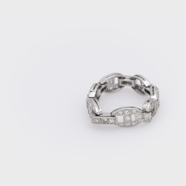 Art Deco diamond platinum chain link ring Jack Weir & Sons