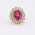 Vintage 3.30 carat pink tourmaline diamond 14k yellow gold cluster ring