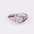 Art Deco Diamond Ruby Platinum Two Stone Ring
