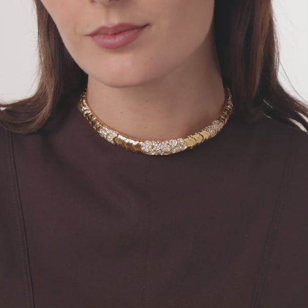 Vintage 5.00 carat diamond 18k yellow gold flexible chocker necklace Necklaces Jack Weir & Sons