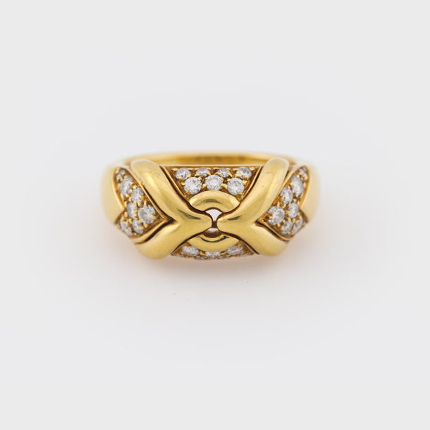 Bvlgari vintage diamond 18k yellow gold ring Bvlgari