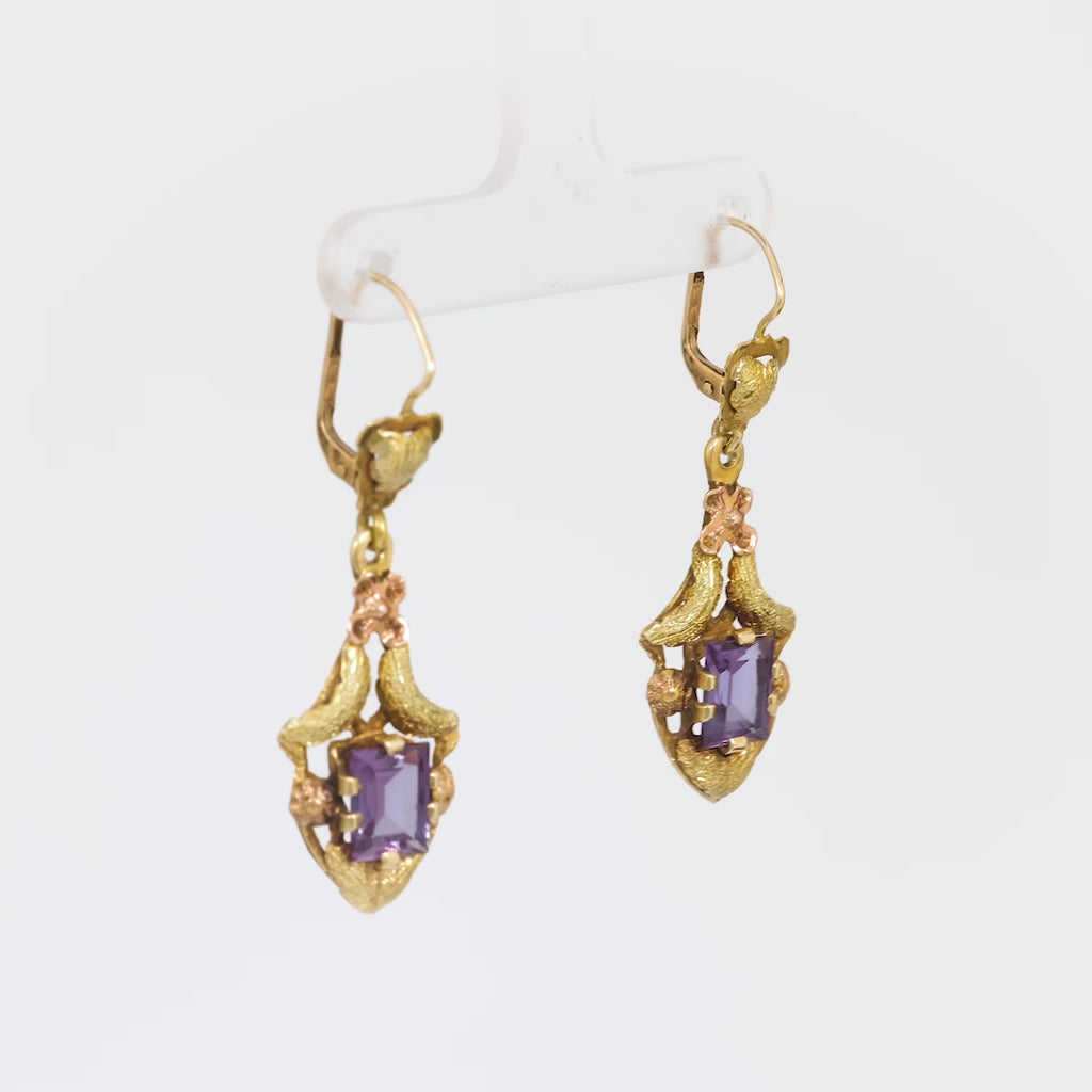 Victorian amethyst 18k yellow gold earrings Jack Weir & Sons