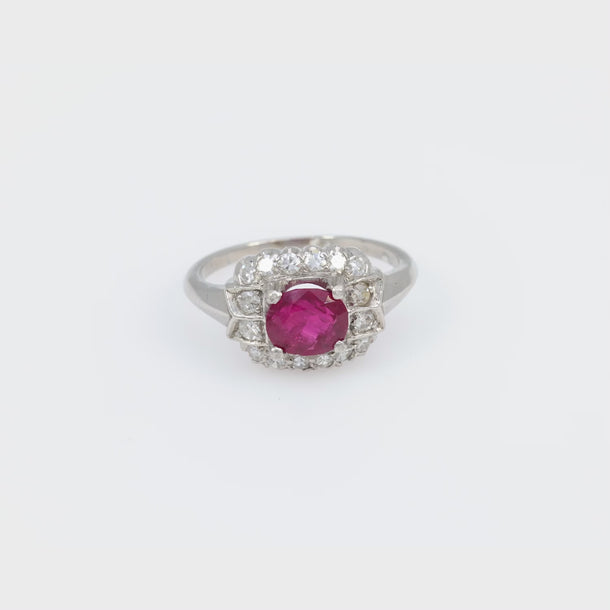 Art Deco GIA 1.15 carat ruby diamond platinum ring Jack Weir & Sons