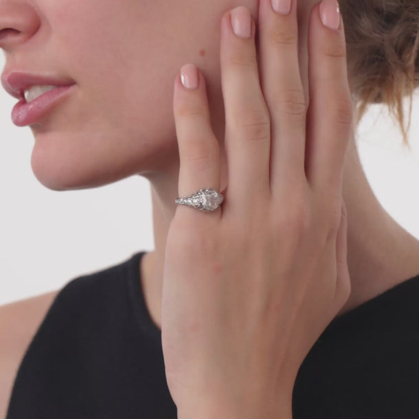 Art Deco GIA 1.21 carat diamond platinum engagement ring