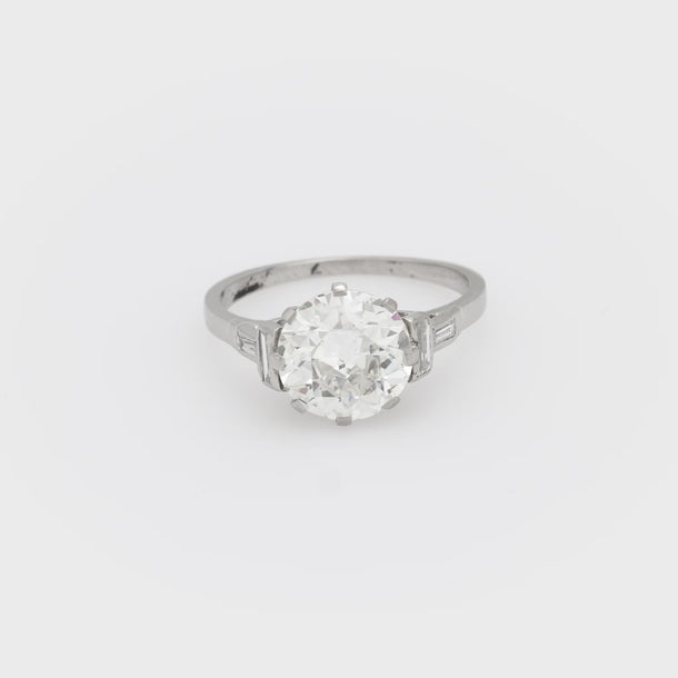 Art Deco GIA 2.24 carat old European cut diamond platinum engagement ring