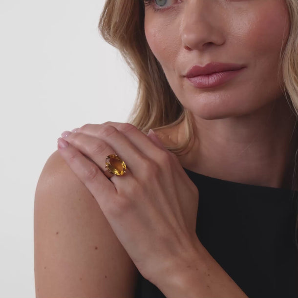 Retro 9.00 carat citrine 14K rose gold cocktail ring
