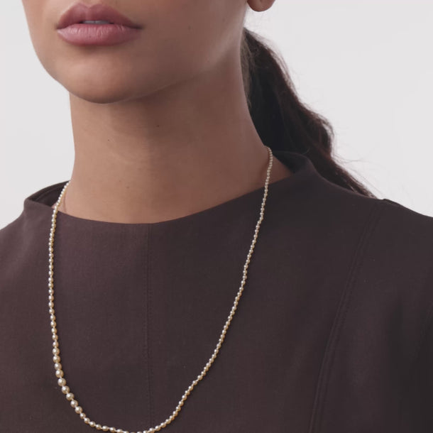 Edwardian GIA natural pearl diamond platinum necklace