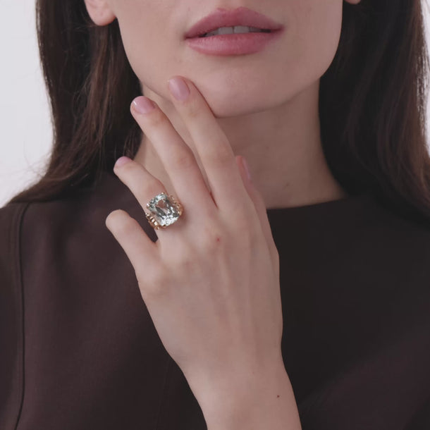Retro 13.00 carat aquamarine 14k rose gold cocktail ring Rings Jack Weir & Sons
