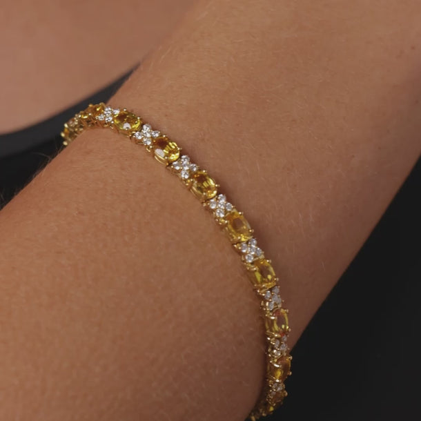 Vintage 10.00 carat yellow sapphire diamond 18k yellow gold bracelet Bracelets Jack Weir & Sons