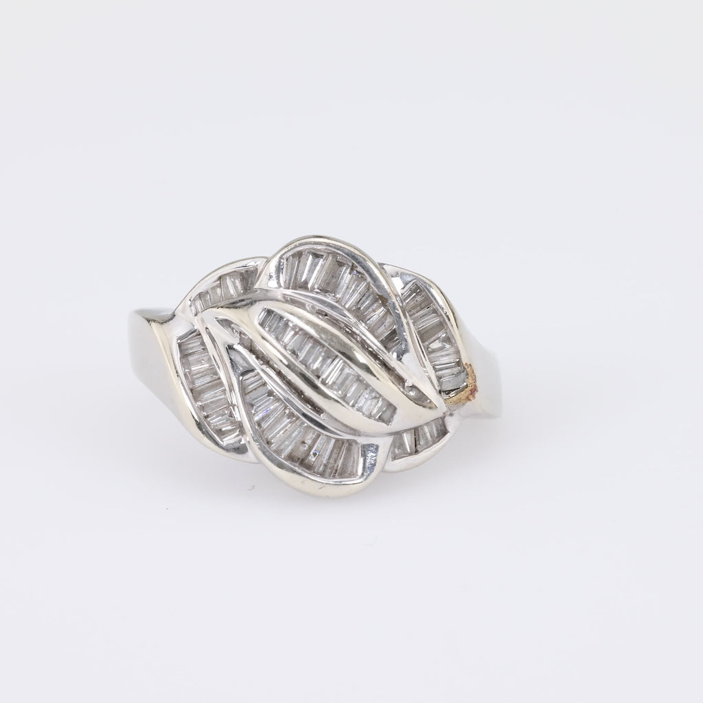 Vintage Diamond 14K White Gold Cocktail Ring