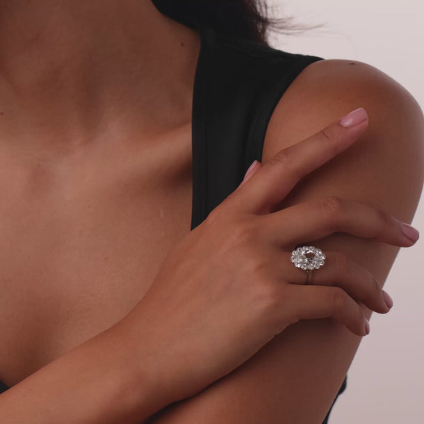 French Belle Époque GIA 2.01 carat old mine cut diamond platinum cluster ring Rings Jack Weir & Sons