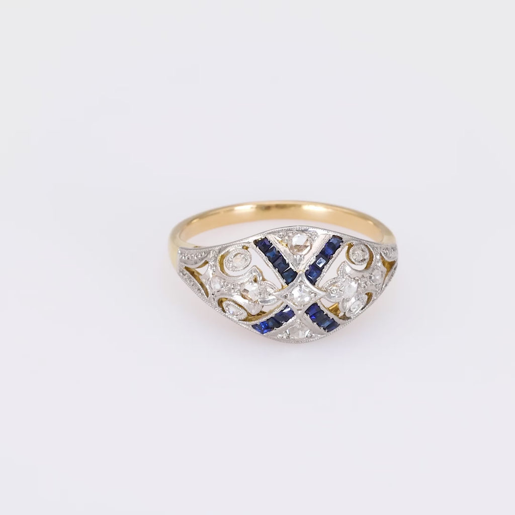 Edwardian Diamond & Sapphire Two-Tone Ring