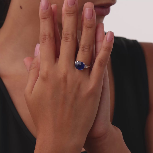 Mid Century GIA 5.45 carat Ceylon sapphire diamond platinum ring