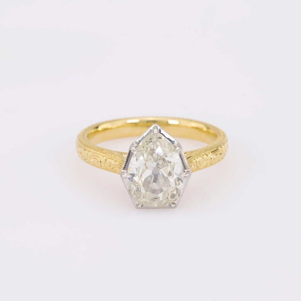 GIA 1.80 carat pear cut diamond 18k yellow gold solitaire engagement ring Jack Weir & Sons