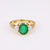 Vintage French Emerald Diamond 18K Yellow Gold Three Stone Ring