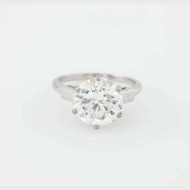 GIA 3.98 carat round brilliant cut diamond platinum engagement ring Jack Weir & Sons