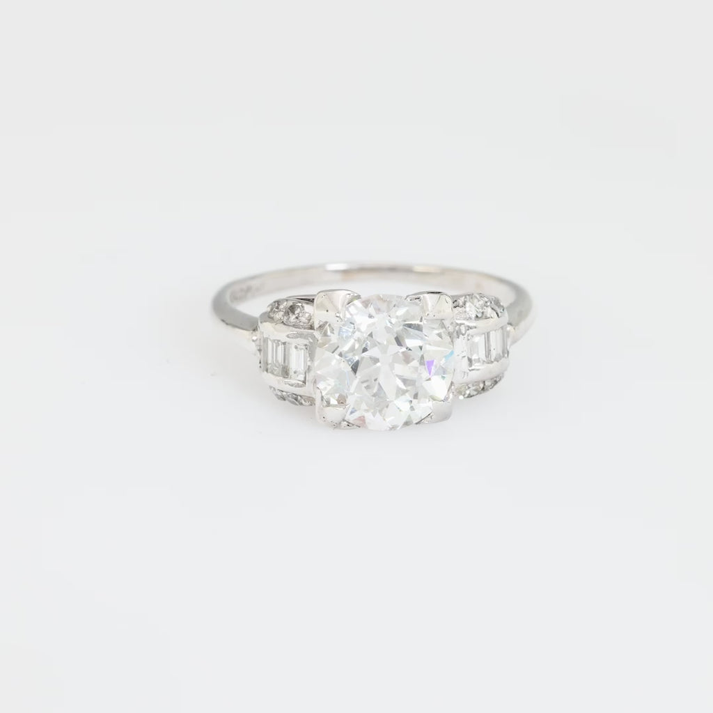 Art Deco GIA 2.10 carat old European cut diamond platinum engagement ring Jack Weir & Sons