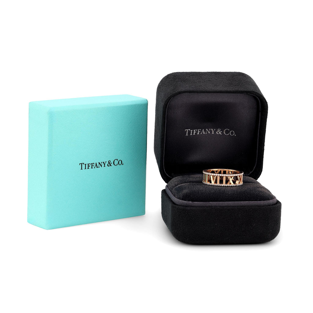 Tiffany & Co. Italy Diamond 18K Rose Gold Open Atlas Ring