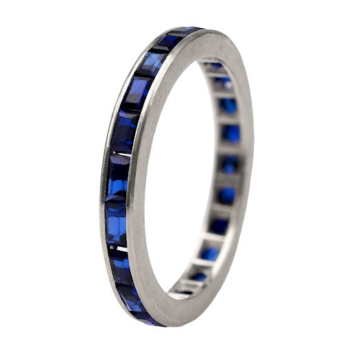 Art Deco Sapphire 14k White Gold Eternity Band Rings Jack Weir & Sons   
