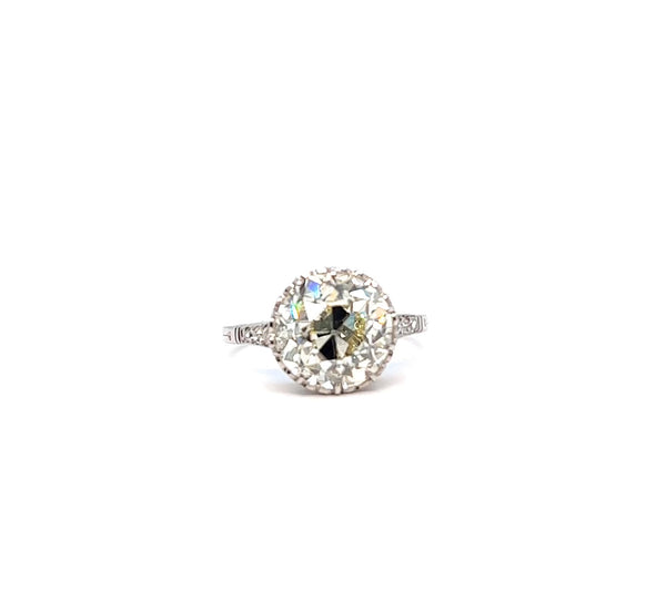 装饰艺术风格 GIA 5.48 克拉钻石铂金订婚戒指