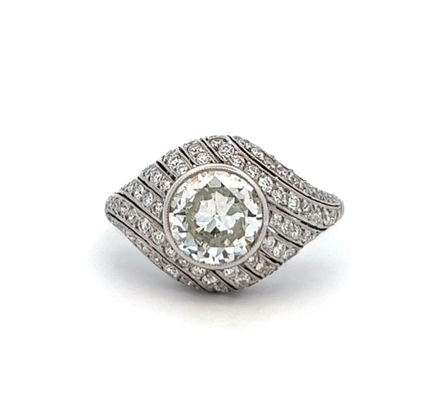 Art Deco Inspired 1.60 Carats Platinum Ring
