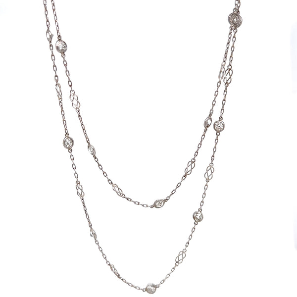 4.89 Carats Old European Cut Diamonds By The Yard Platinum Necklace