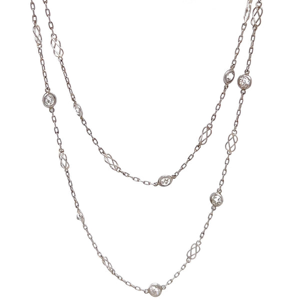 4.89 Carats Old European Cut Diamonds By The Yard Platinum Necklace