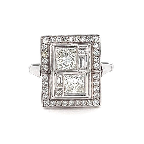 Art Deco Inspired 0.80 Carat Princess Cut Diamond Platinum Ring