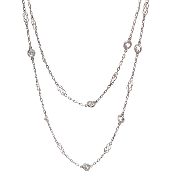 Modern Necklace Woven Chain in Platinum - Filigree Jewelers