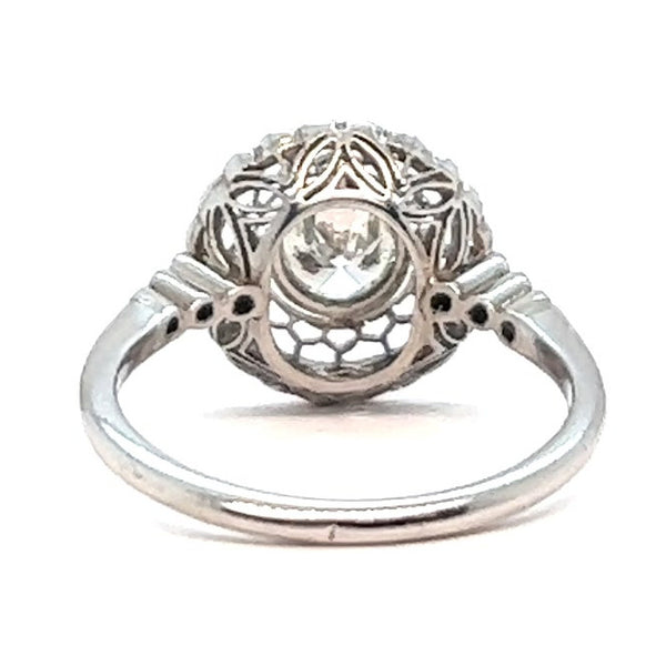 Art Deco Inspired 0.70 Carat Diamond Platinum Halo Filigree Ring Rings Jack Weir & Sons   