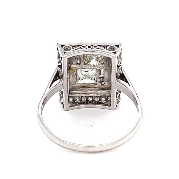 Bague en platine avec diamant taille princesse d'inspiration Art déco de 0,80 carat