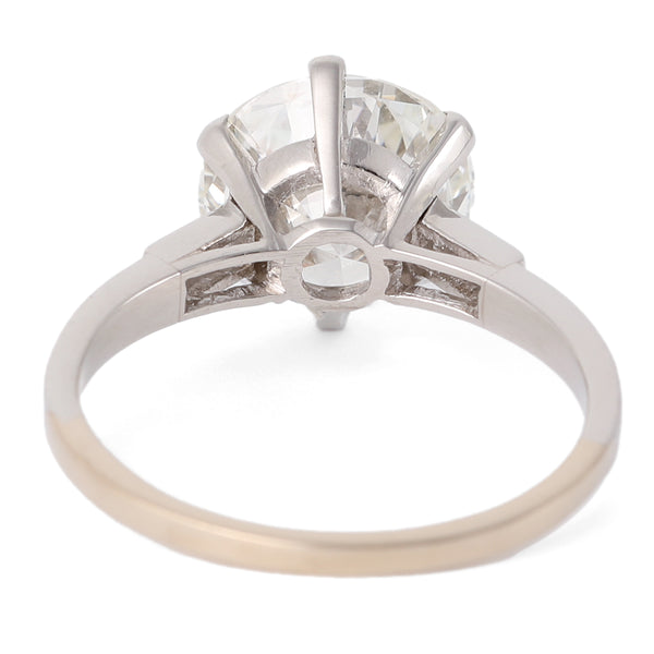 Bague en platine diamant rond taille brillant GIA du milieu du siècle Français 2,98 carats