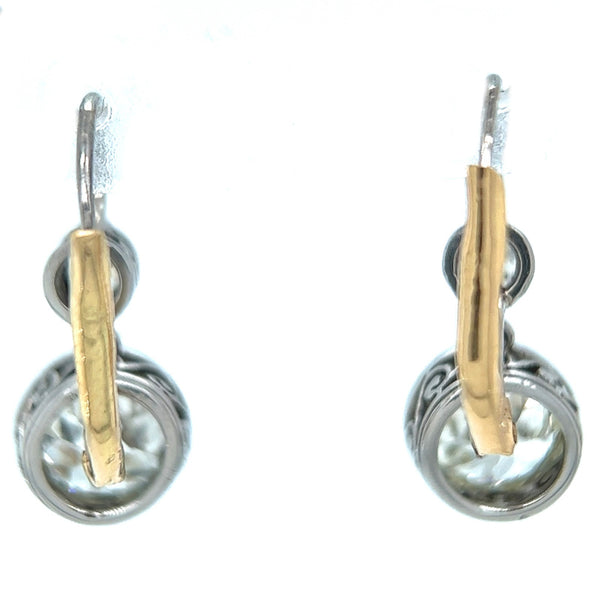 Boucles d'oreilles pendantes en or jaune 18 carats avec diamant en platine de 2,75 carats d'inspiration antique