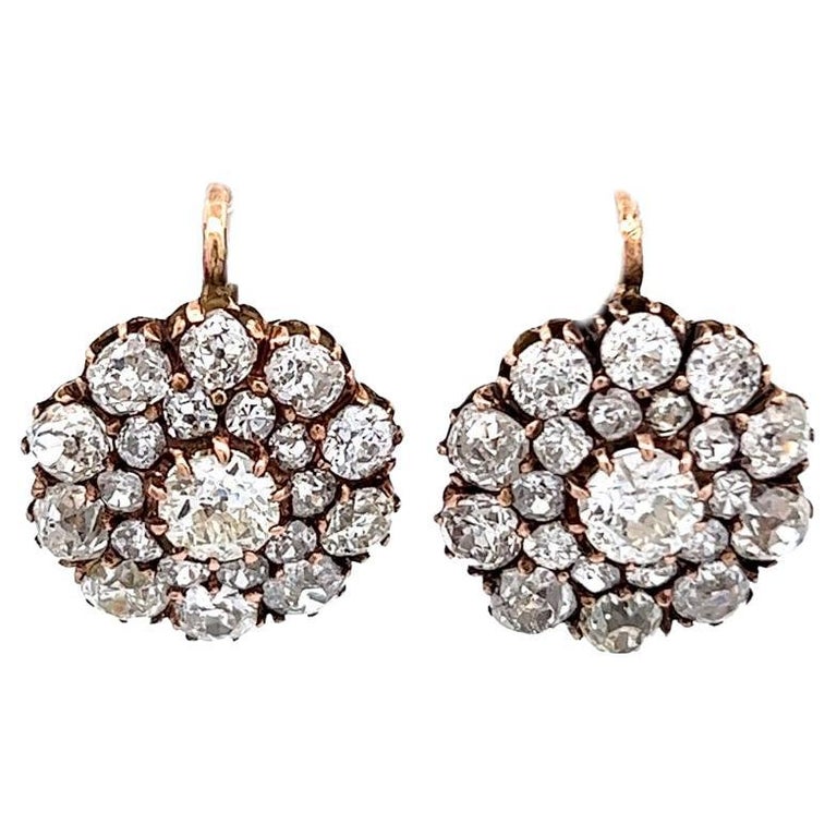 Antique Inspired Diamond Cluster Drop Earrings Jewelry Jack Weir & Sons   